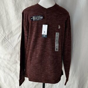 U.S. Polo Assn. Brown Long Sleeve Tee with Embroidered Logo